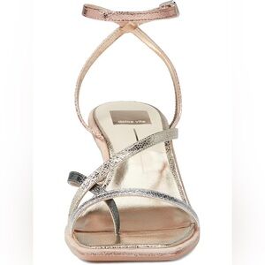 Dolce Vita Metallic Silver Strappy Sandals with Ankle Straps